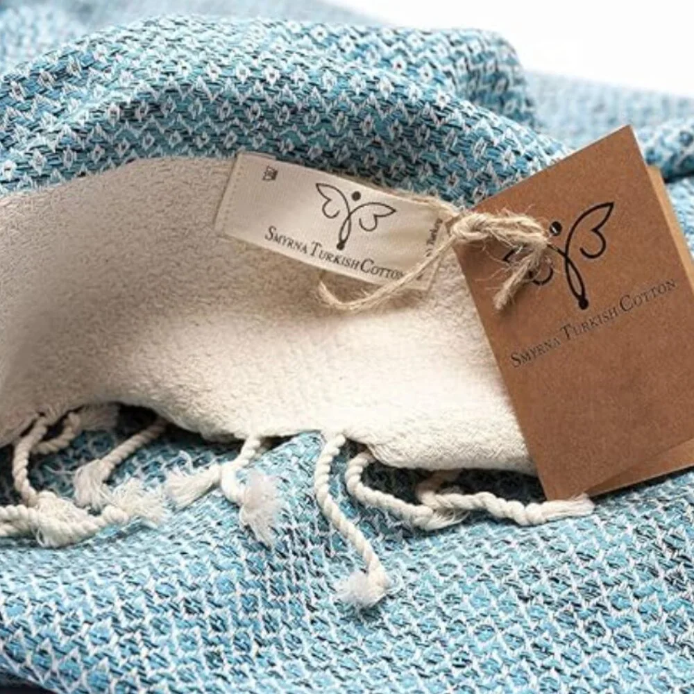 SMYRNA TURKISH COTTON Turkish Beach Towel Oversized, 37x71 inch, Pair of 2 or 1